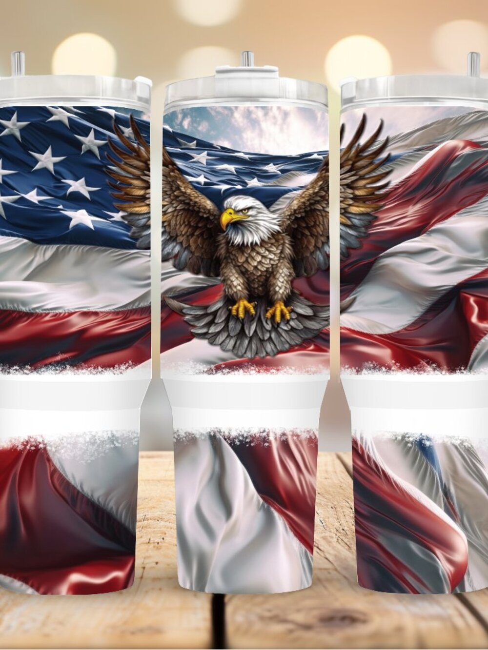40oz Tumbler - Patriotic Mug - Gifts For Him - Flag - Eagle